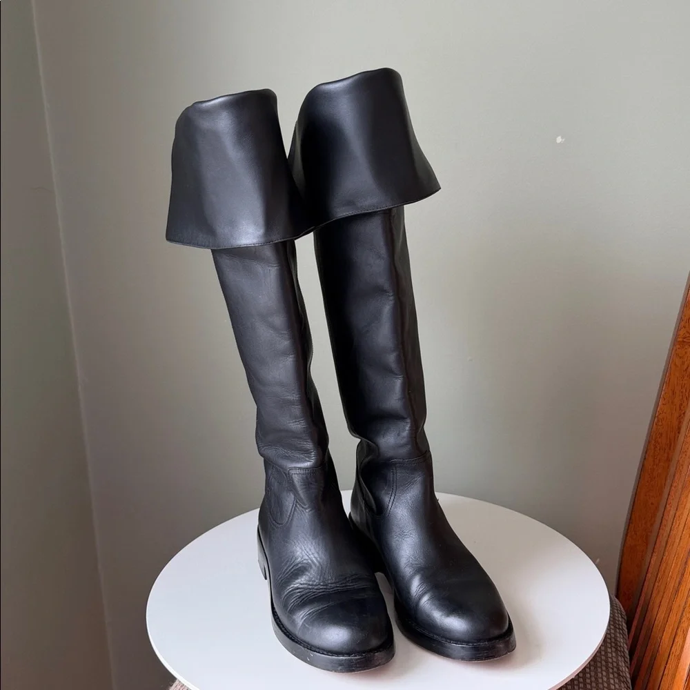 J. Crew Leather Over the Knee Boots Pull On Fold Over Riding Equestrian #BA769 8